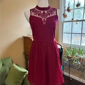 ModCloth Elegant Burgundy Sleeveless Dress